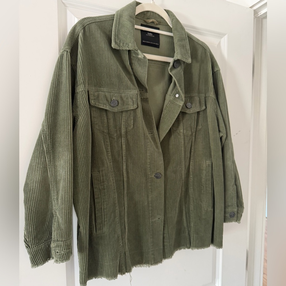 ZARA Olive Corduroy Shacket Jacket